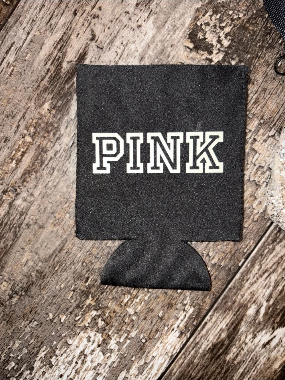 PINK Victoria's Secret Silver Glitter Belt Bag with Black Strap